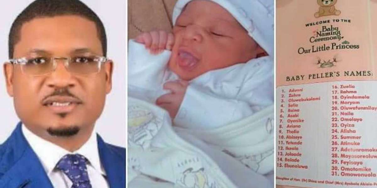Hon Shina Peller incite reactions after giving 31 names to his newborn daughter